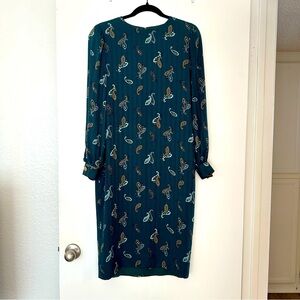 Gene Roye 100% Silk 80s Vintage Saks Fifth Avenue Paisley Long Sleeve Dress